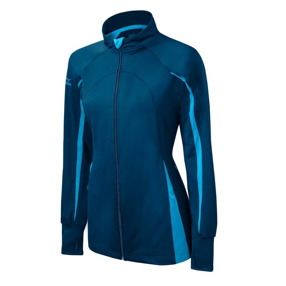 Mizuno Elite 9 Focus Full-Zip Női Jacke Sötétkék/Világos Kék UNE574309